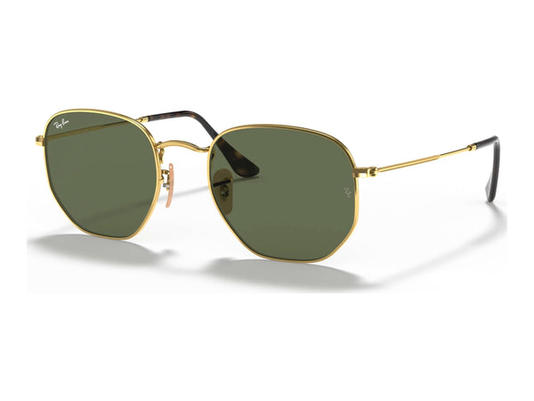 Ray-Ban Hexagonal RB3548N — Arista Gold / G-15 Green — quarter view