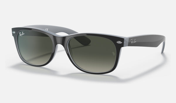 Ray-Ban New Wayfarer RB2132 — Black / Grey — quarter view