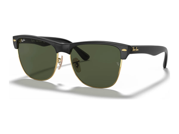 Ray-Ban Clubmaster Oversized RB4175 — Black on Gold / G-15 Green — quarter view