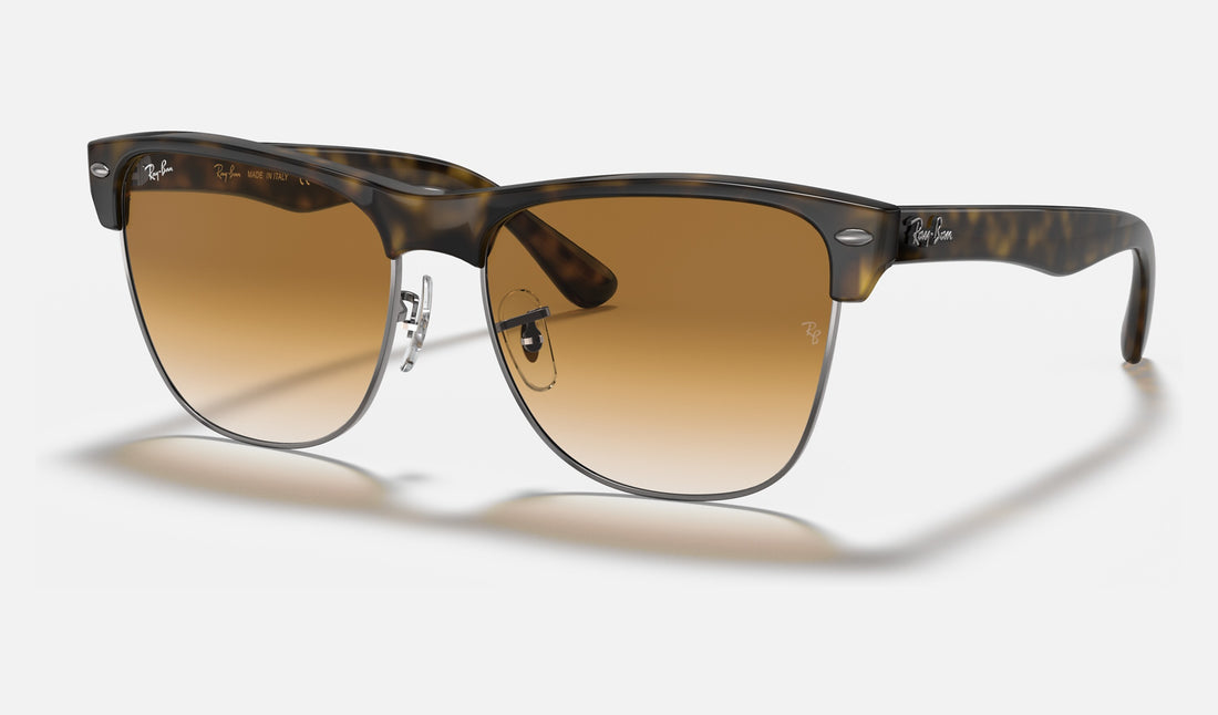 Ray-Ban Clubmaster Oversized RB4175 — Havana on Gunmetal / Light Brown Gradient — quarter view