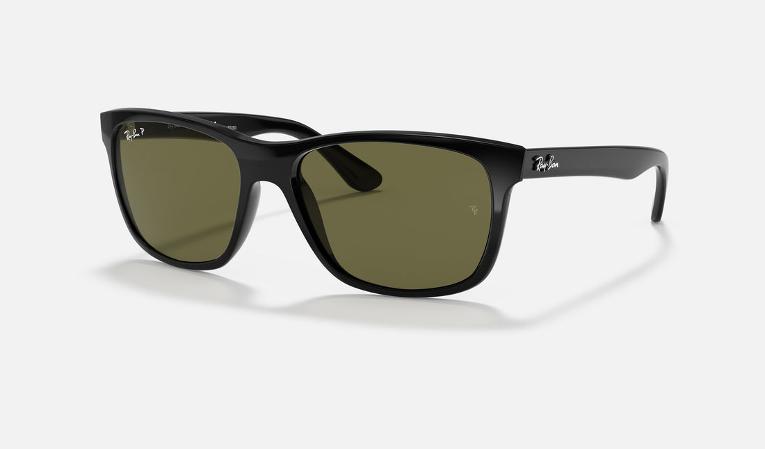 Ray-Ban RB4181 RB4181 — Black / G-15 Green Polarized — quarter view
