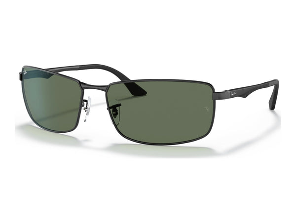 Ray-Ban RB3498 — Black / Green — quarter view