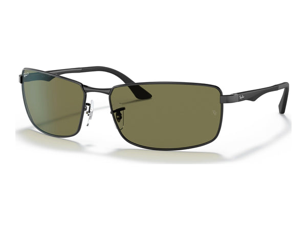 Ray-Ban RB3498 — Black / G-15 Green Polarized — quarter view
