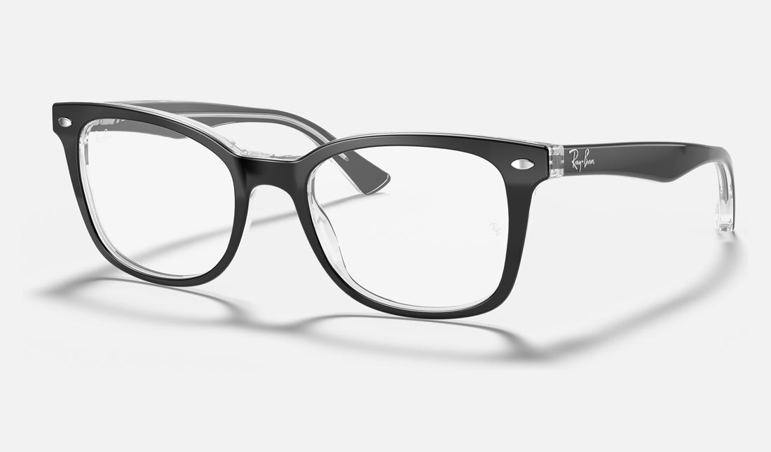 Ray-Ban RX5285 — Black on Transparent — quarter view