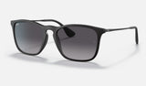 Ray-Ban Chris RB4187 — Rubber Black / Grey Gradient — quarter view