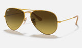 Ray-Ban Aviator RB3025 — Gold / Brown Gradient — quarter view