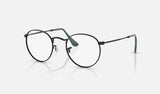 Ray-Ban Round Metal RX3447V — Black — quarter view