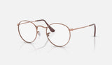 Ray-Ban Round Metal RX3447V — Rose Gold — quarter view
