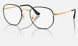 Ray-Ban Hexagonal RX6448 — Black on Gold — quarter view