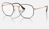 Ray-Ban Hexagonal RX6448 — Havana on Rose Gold — quarter view
