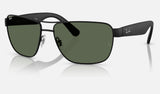 Ray-Ban RB3745L — Matte Black / Dark Green — quarter view