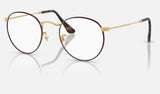 Ray-Ban Round Metal RX3447V — Matte Havana on Matte Arista Gold — quarter view