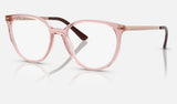 Ray-Ban RX7246L — Shiny Translucent Pink — quarter view