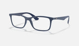 Ray-Ban RX7047 — Transparent Blue — quarter view