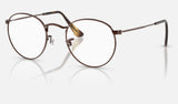 Ray-Ban Round Metal RX3447V — Brown — quarter view