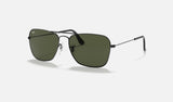 Ray-Ban Caravan RB3136 — Gunmetal / G-15 Green — quarter view