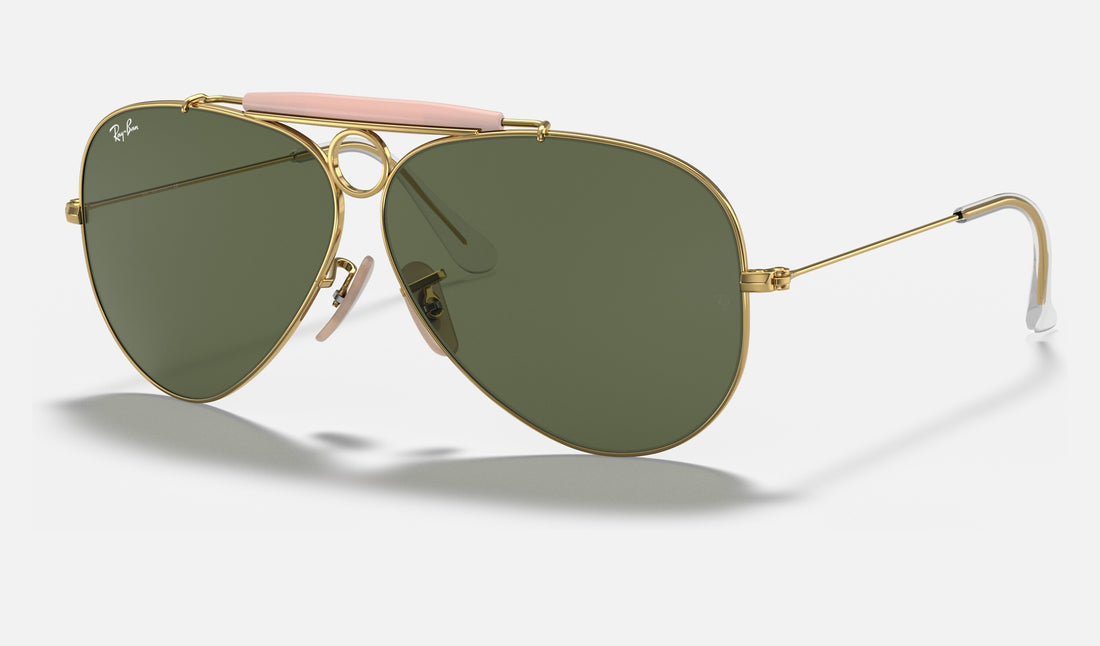 Ray-Ban Shooter RB3138 — Arista Gold / G-15 Green — quarter view