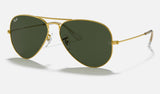 Ray-Ban Aviator RB3025 — Gold / G-15 Green — quarter view