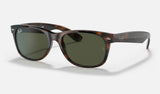 Ray-Ban New Wayfarer RB2132 — Tortoise / G-15 Green — quarter view