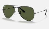 Ray-Ban Aviator RB3025 — Gunmetal / G-15 Green Polarized — quarter view