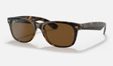 Ray-Ban New Wayfarer RB2132 — Tortoise / Brown Polarized — quarter view