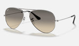 Ray-Ban Aviator RB3025 — Silver / Grey Gradient — quarter view