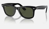 Ray-Ban Wayfarer RB2140 — Black / G-15 Green — quarter view