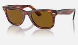 Ray-Ban Wayfarer RB2140 — Striped Havana / B-15 Brown — quarter view