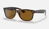 Ray-Ban New Wayfarer RB2132 — Light Havana / B-15 Brown — quarter view