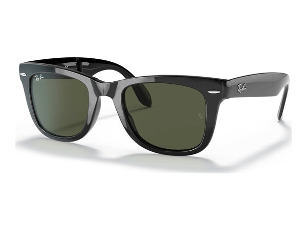 Ray-Ban Folding Wayfarer RB4105 — Black / G-15 Green — quarter view
