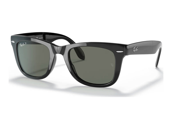 Ray-Ban Folding Wayfarer RB4105 — Black / G-15 Green Polarized — quarter view