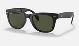 Ray-Ban Folding Wayfarer RB4105 — Black / G-15 Green — quarter view