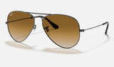 Ray-Ban Aviator RB3025 — Gunmetal / Light Brown Gradient — quarter view