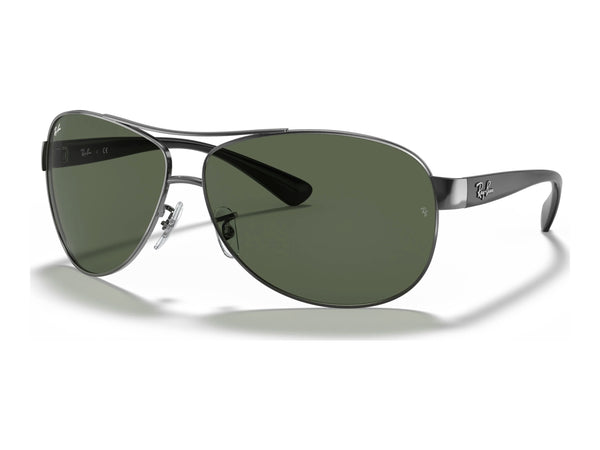 Ray-Ban RB3386 RB3386 — Gunmetal / Dark Green — quarter view
