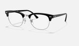 Ray-Ban Clubmaster RX5154 — Black on Silver — quarter view