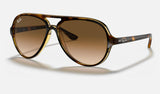 Ray-Ban Cats 5000 RB4125 — Light Havana / Light Brown Gradient — quarter view
