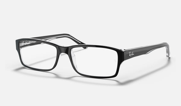 Ray-Ban RX5169 — Black on Transparent — quarter view