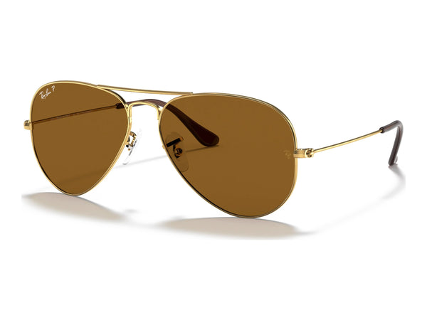 Ray-Ban Aviator RB3025 — Arista Gold / Brown Polarized — quarter view