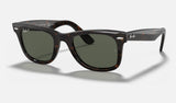 Ray-Ban Wayfarer RB2140 — Tortoise / Green Polarized — quarter view