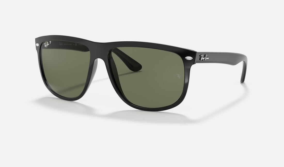 Ray-Ban Boyfriend RB4147 — Black / Dark Green Polarized — quarter view