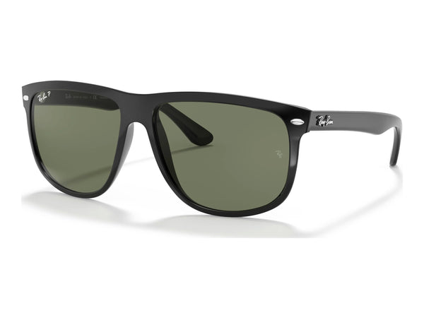 Ray-Ban Boyfriend RB4147 — Black / Dark Green Polarized — quarter view