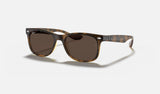 Ray-Ban Junior Junior New Wayfarer RJ9052S — Havana / Dark Brown — quarter view