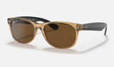 Ray-Ban New Wayfarer RB2132 — Honey / Brown Polarized — quarter view