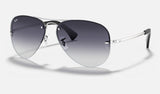Ray-Ban RB3449 RB3449 — Silver / Grey Gradient — quarter view