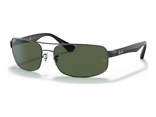 Ray-Ban RB3445 RB3445 — Black / G-15 Green Polarized — quarter view