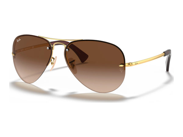 Ray-Ban RB3449 RB3449 — Arista Gold / Brown Gradient — quarter view