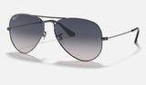Ray-Ban Aviator RB3025 — Gunmetal / Blue Gradient Polarized — quarter view