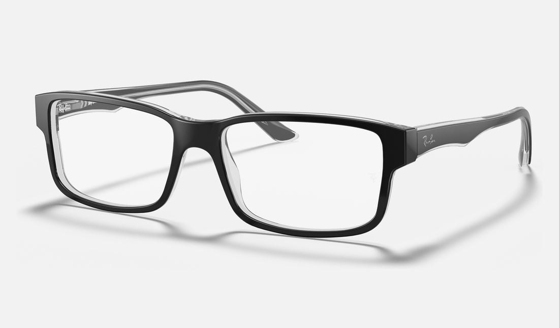 Ray-Ban RX5245 — Black on Transparent — quarter view