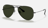 Ray-Ban Aviator RB3025 — Gunmetal / G-15 Green — quarter view