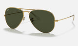 Ray-Ban Aviator RB3025 — Arista Gold / G-15 Green — quarter view
